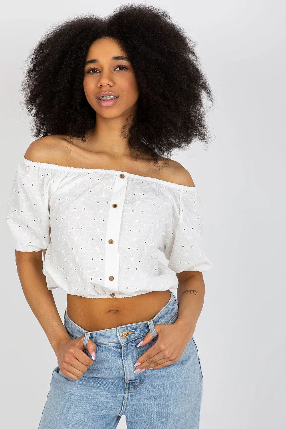 Women Blouse – Breathable – Three-Quarter Sleeve - White -Guocali