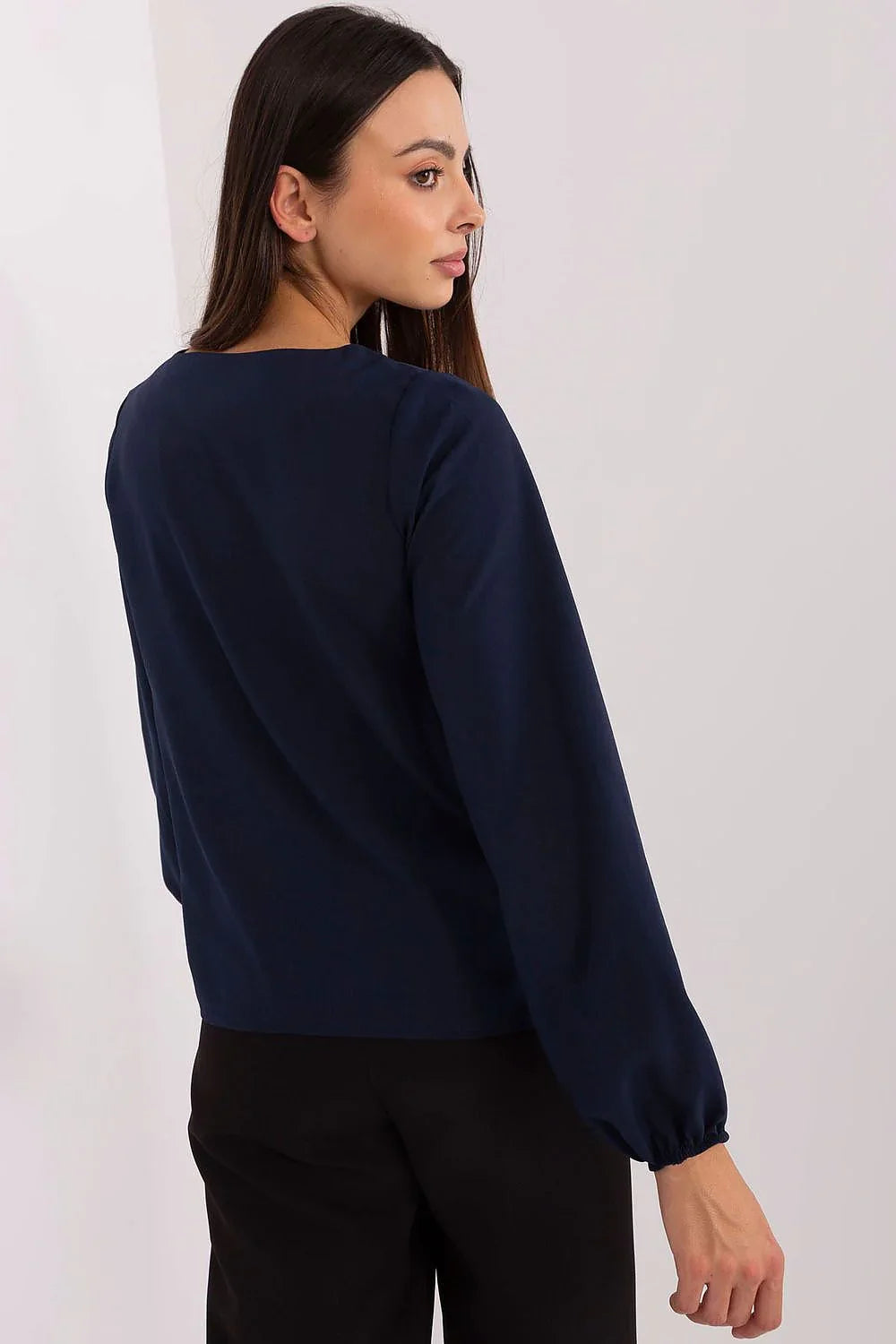 Women Blouse – Stretchable – Long Sleeve - Navy -Guocali
