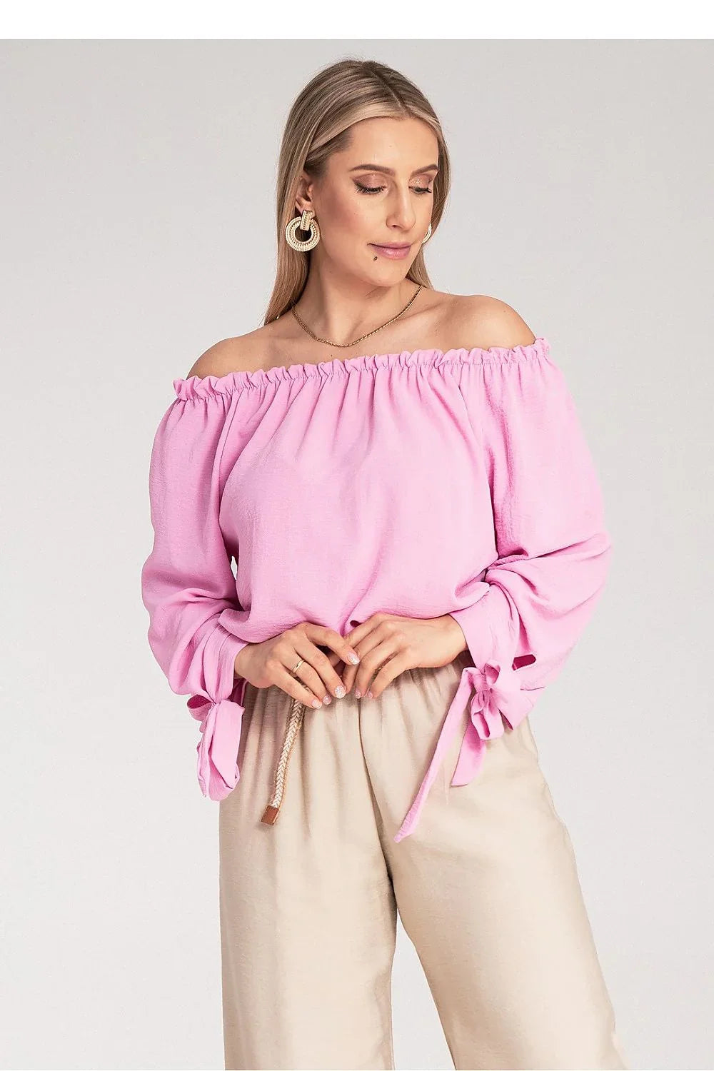 Women Blouse – Stretchable – Off-Shoulder - Pink -Guocali