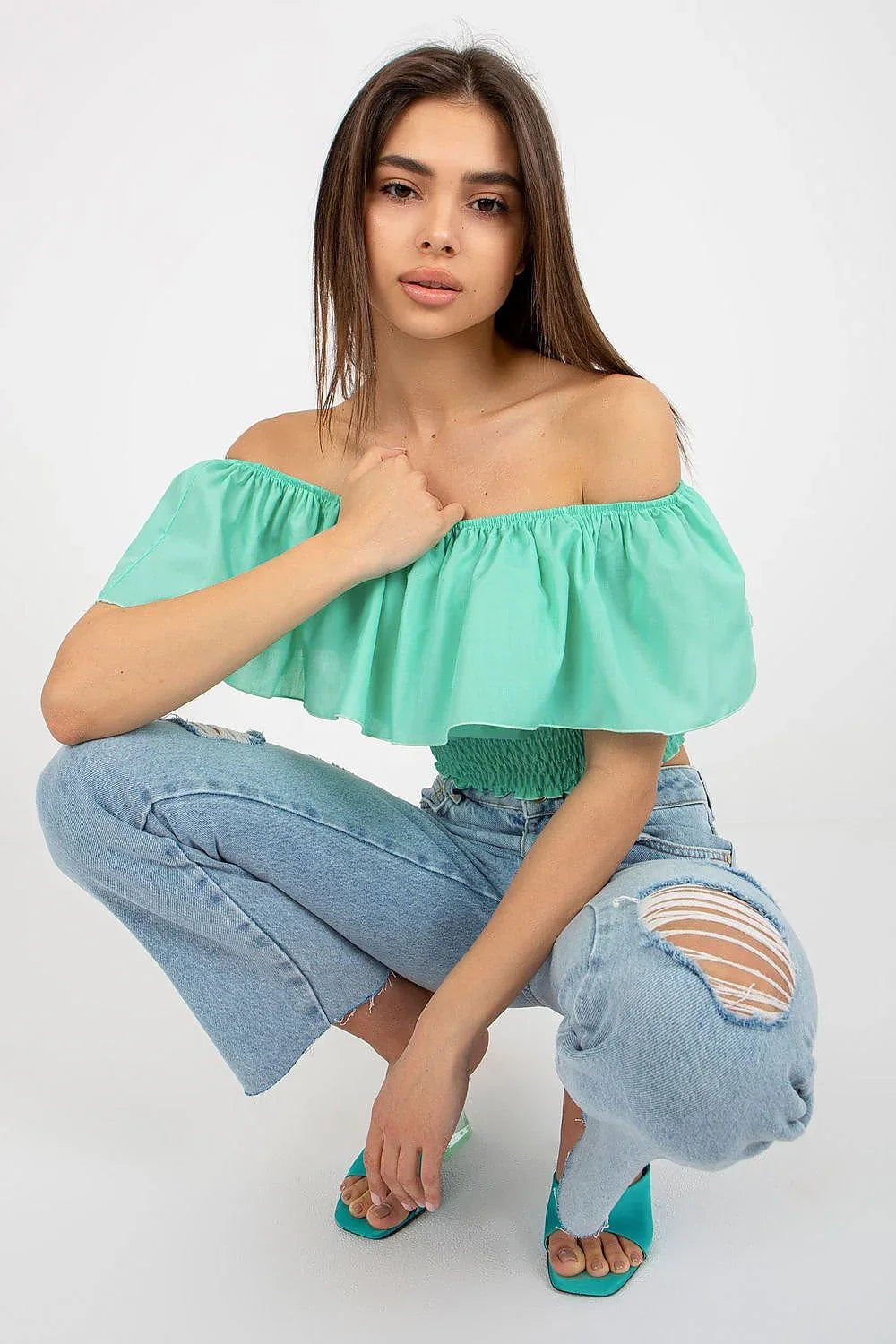 Women Blouse – Stretchable – Sleeveless - Green -Guocali