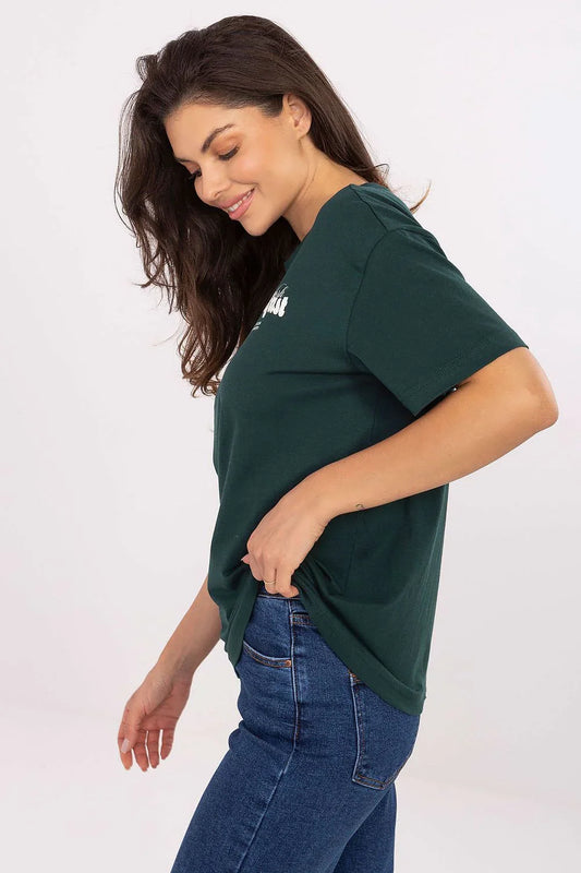 Women Crew-Neck Short-Sleeves T-Shirt – Breathable - Green, White -Guocali