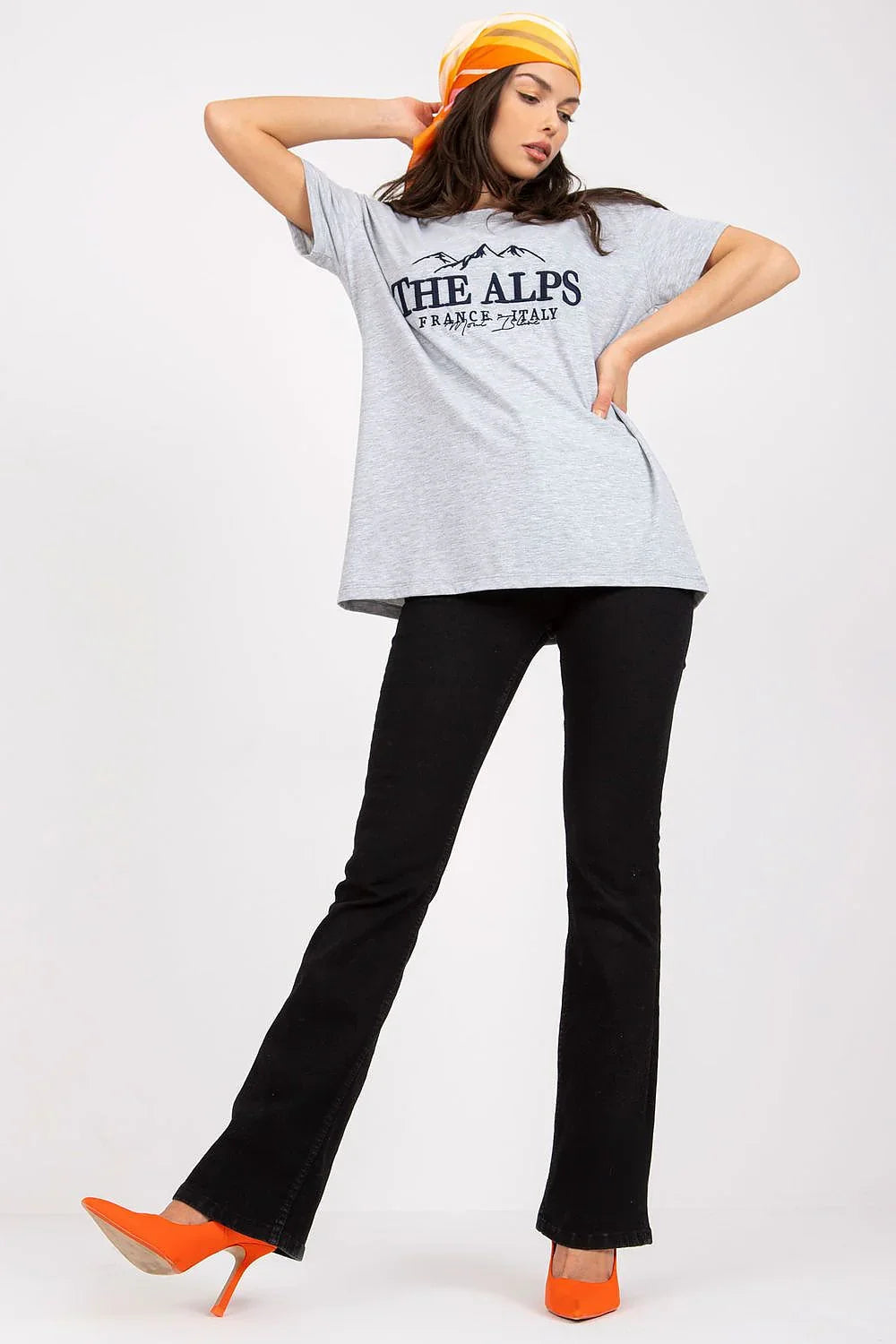 Women Crew-Neck Short-Sleeves T-Shirt – Stretchable - Gray, Black -Guocali