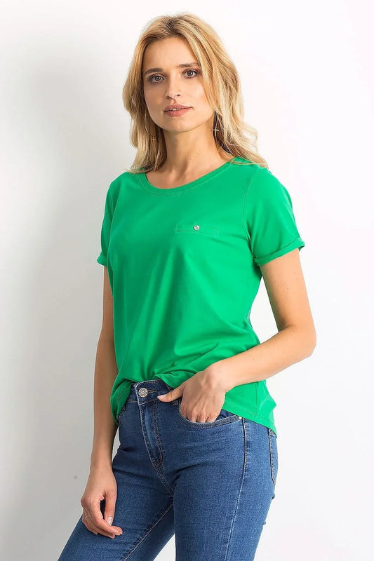 Women Crew-Neck Short-Sleeves T-Shirt – Stretchable - Green -Guocali