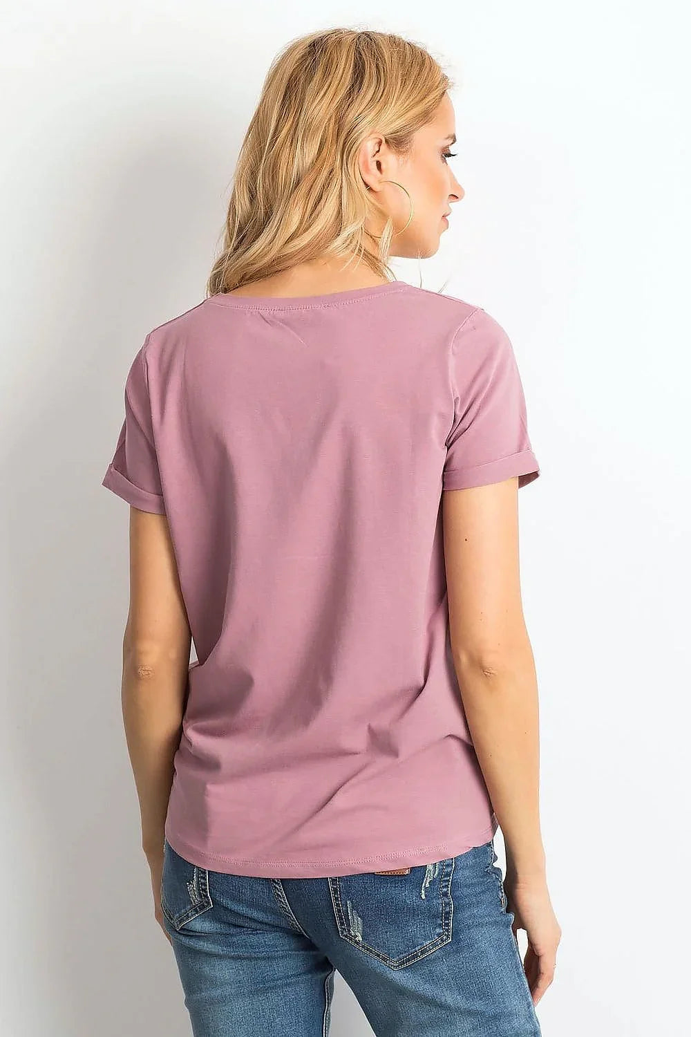 Women Crew-Neck Short-Sleeves T-Shirt – Stretchable - Pink -Guocali