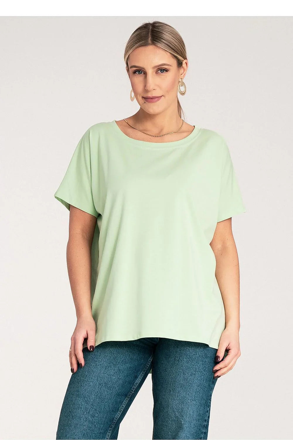 Women Round-Neck Short-Sleeves T-Shirt – Stretchable - Green -Guocali