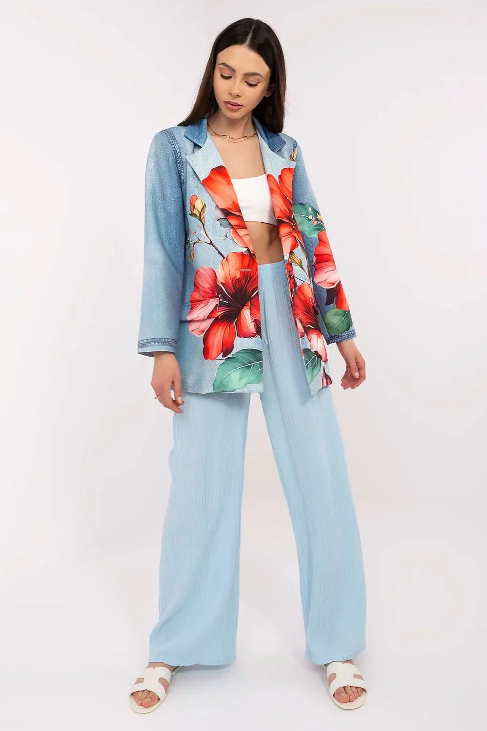 Women's Blazer - Lightweight - 1-Button - Blue, Red, Green, Multicolor -Guocali