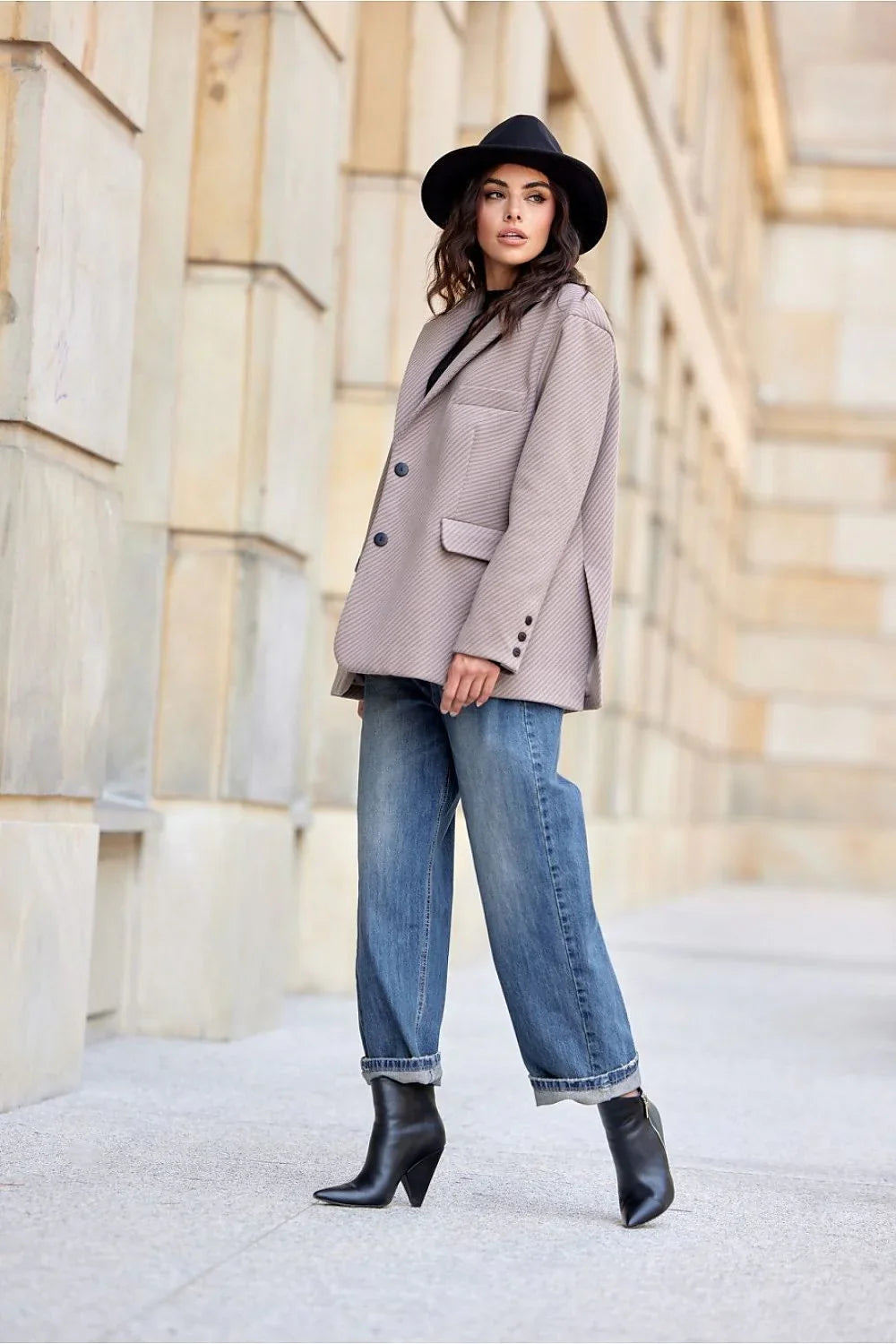 Women's Blazer - Lightweight - Button - Beige -Guocali
