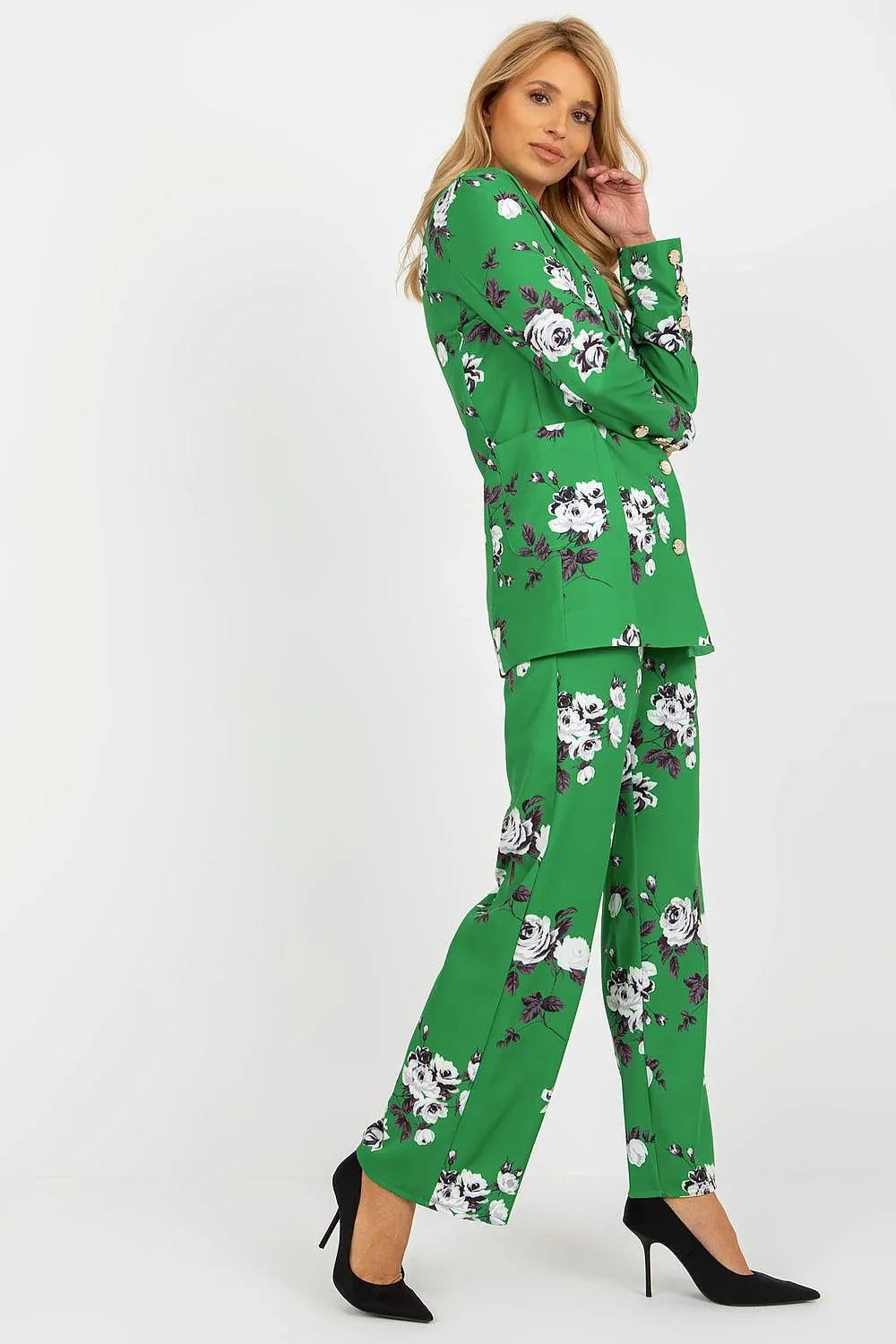 Women's Blazer - Stretchable - Button - Green -Guocali