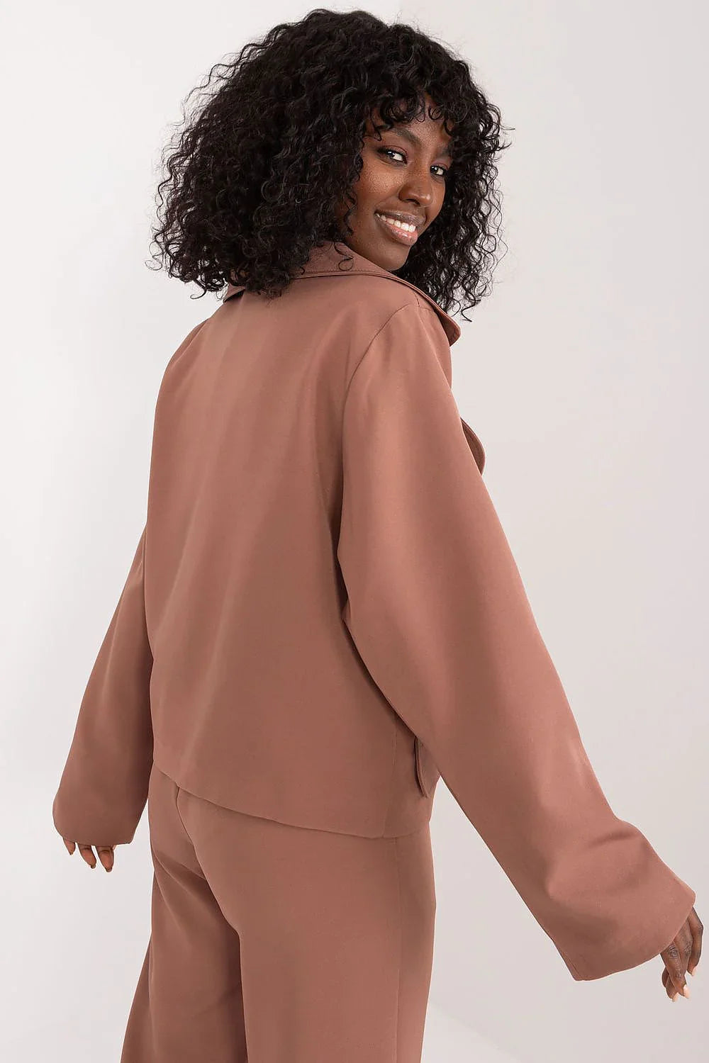 Women's Blazer - Stretchable - Double-Breasted - Brown -Guocali