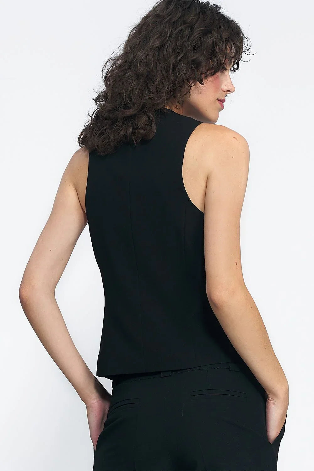 Women Suit Vest - Stretchable - Sleeveless Black -Guocali