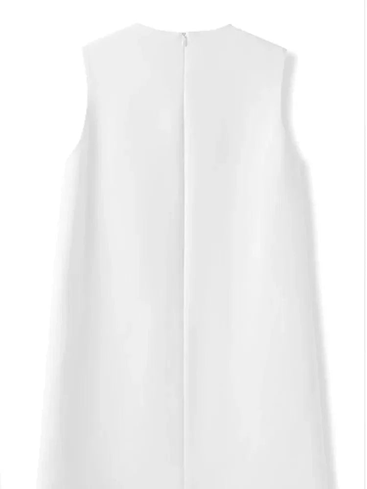 3D Flower Solid Sleeveless Party Dress -Guocali