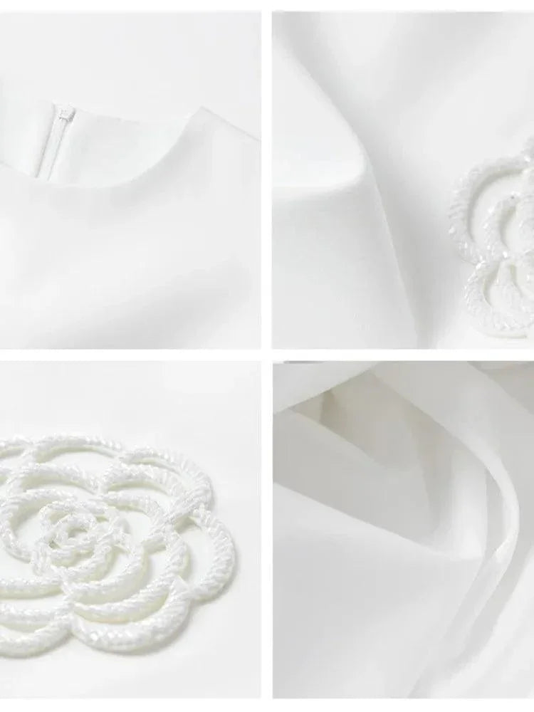 3D Flower Solid Sleeveless Party Dress -Guocali