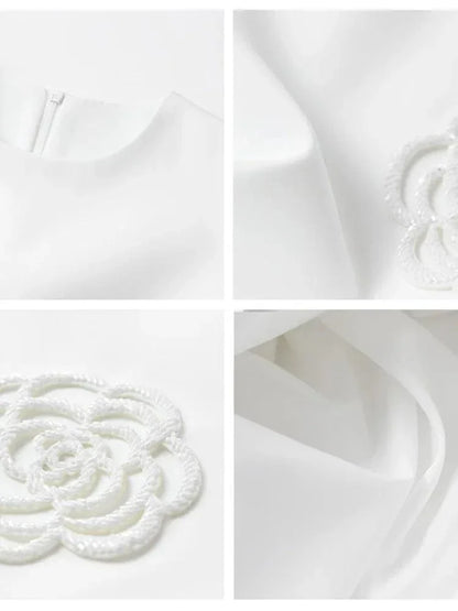 3D Flower Solid Sleeveless Party Dress -Guocali