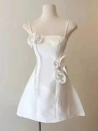 3D Flower Waist Camisole Short Party Dress -Guocali