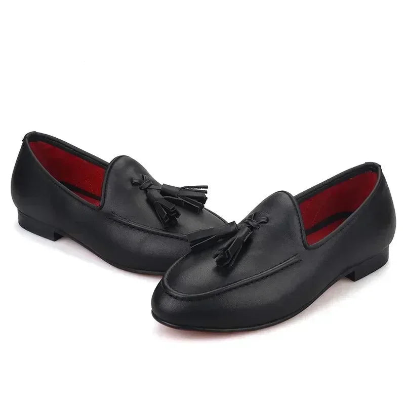 Kids Tassel Dress Loafers - Slip-On Flat Formal Dress Shoes
