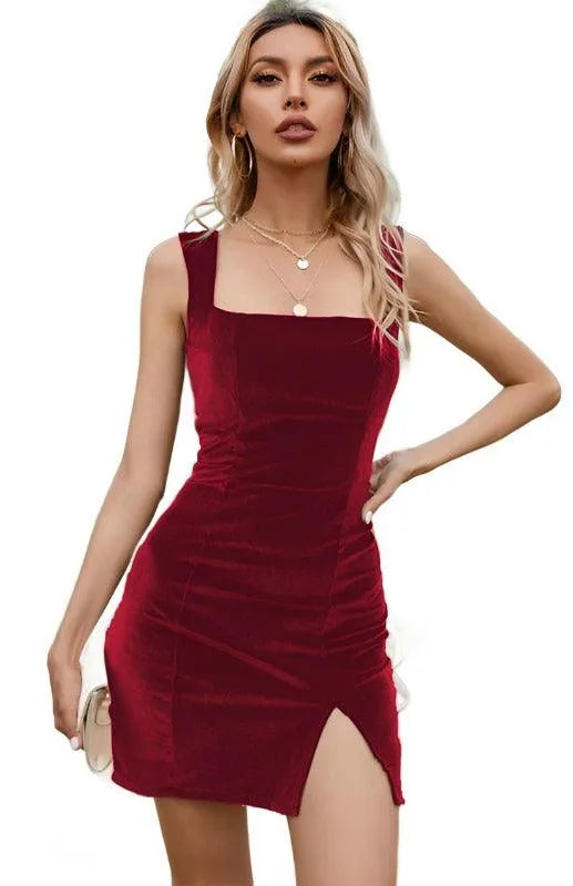 Ladies Square Neck Hip Dress