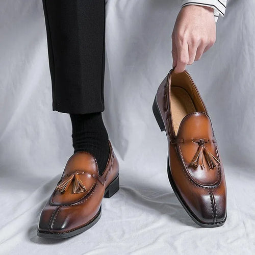 Men Tassel Dress Loafers - Slip-On Formal Dress Shoes