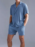 Men’s Collared Shirt and Shorts Set