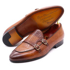 Men's Loafers - Monk Strap Shoes - Leather