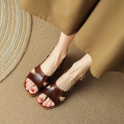 Open-Toe Buckle Strap Sandals for Women