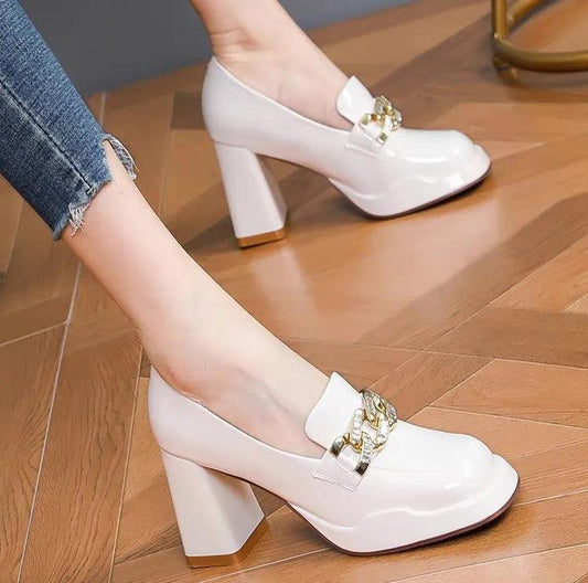 Patent Leather Chunky Women Platform Pumps