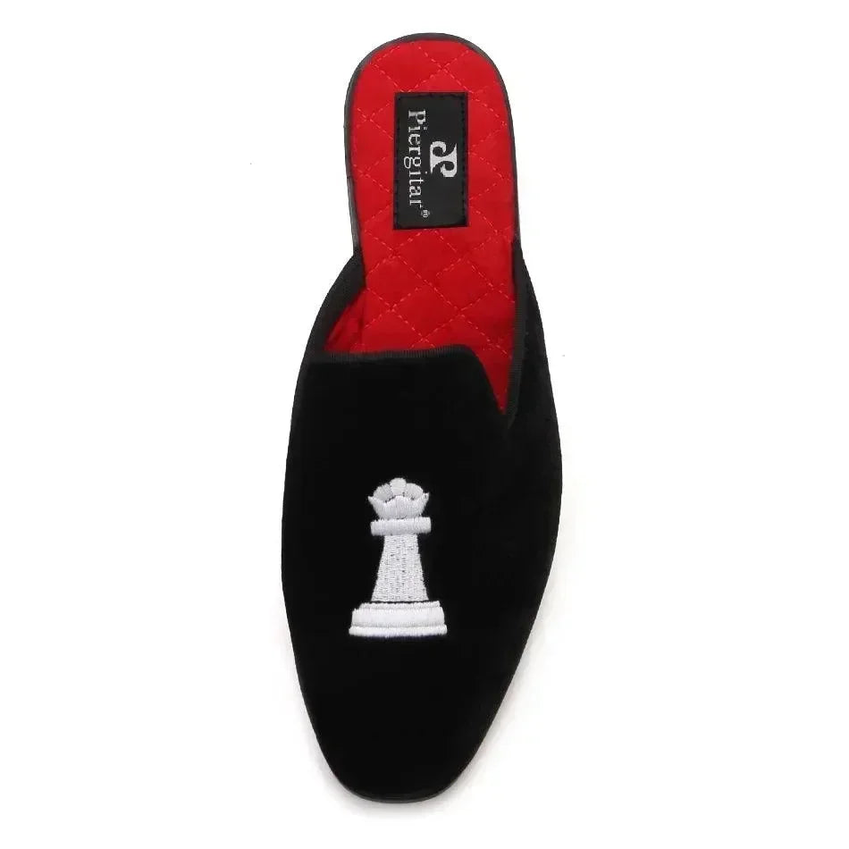 Unisex Velvet Chess Embroidery Slip-On Loafers