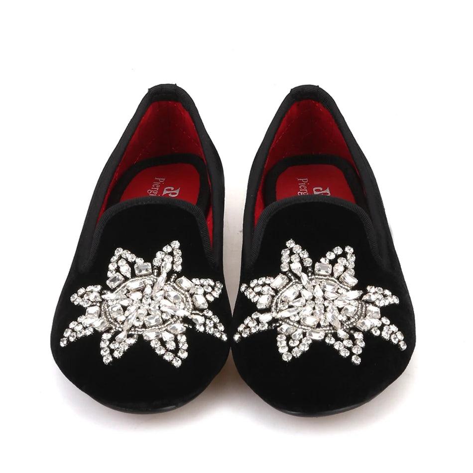 Velvet Rhinestone Women’s Loafers