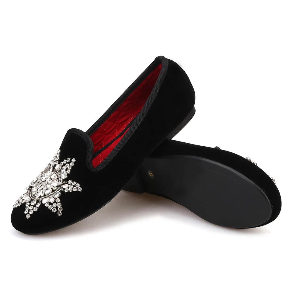 Velvet Rhinestone Women’s Loafers