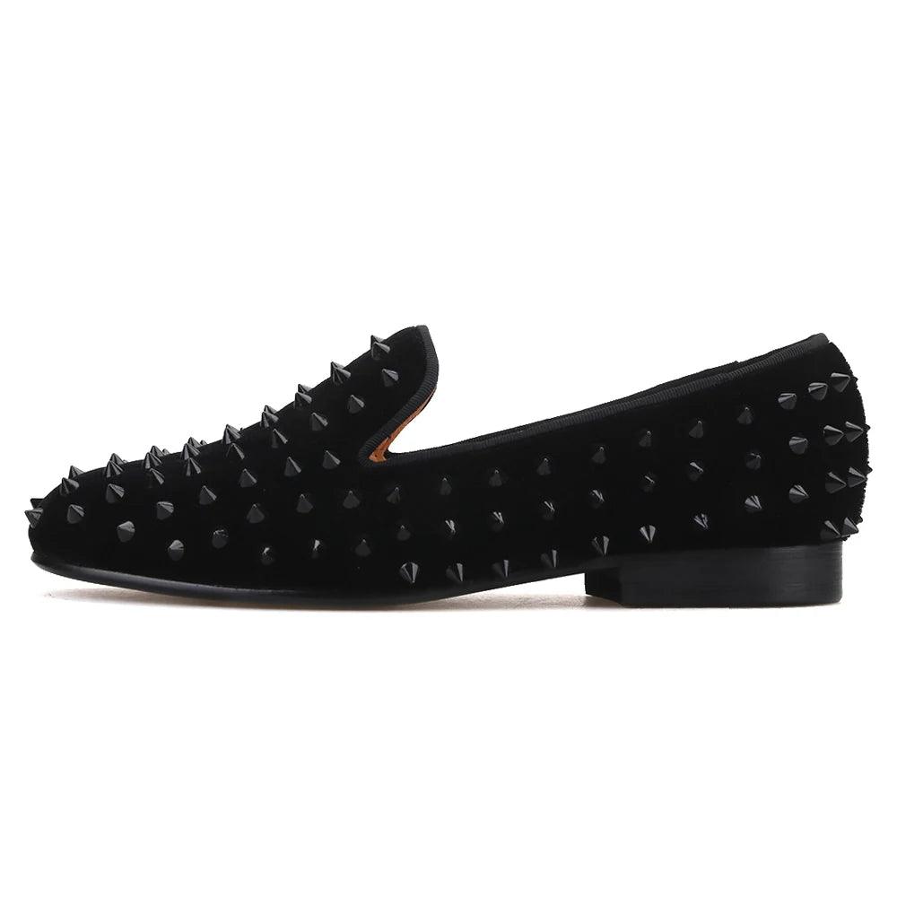 Velvet Women's Loafers with Spikes