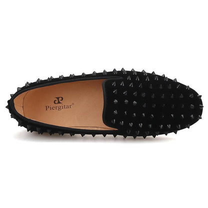 Velvet Women's Loafers with Spikes