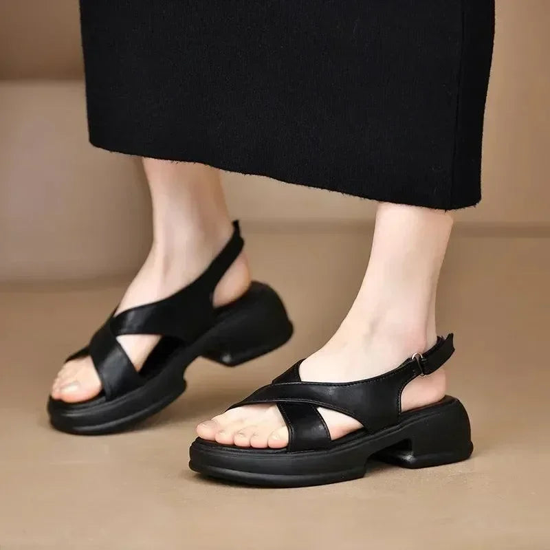 Women Back Strap Block Heel Sandals