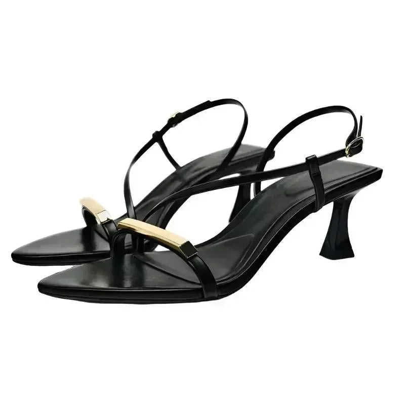 Women Black Ankle Strap Kitten Heels