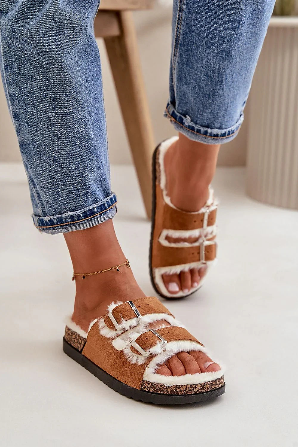 Women Buckle Platform Lounge Slippers