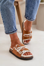 Women Buckle Platform Lounge Slippers