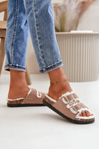 Women Buckle Platform Lounge Slippers