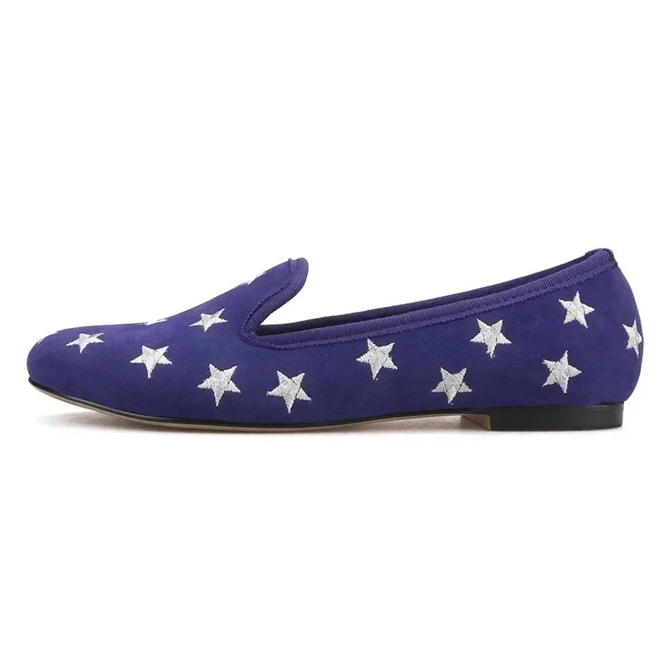 Women Casual Smoking Loafers - Slip-On Flat Shoes
