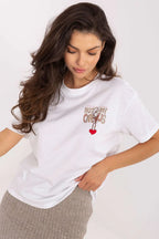 Women Crew-Neck Short-Sleeves T-Shirt – Breathable - White, Multicolor, Red, Beige -Guocali