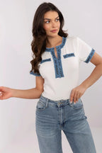 Women Draped Blouse – Lightweight – V-Neck