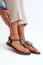 Women Floral Buckle Flat Sandals
