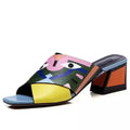 Women Graffiti Print Block Heel Sandals