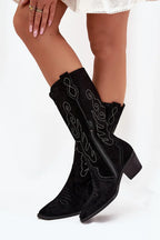 Women Heel Boots - Low Cuban Shoes