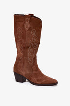 Women Heel Boots - Low Cuban Shoes