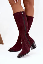 Women Heel Boots - Mid Block Shoes