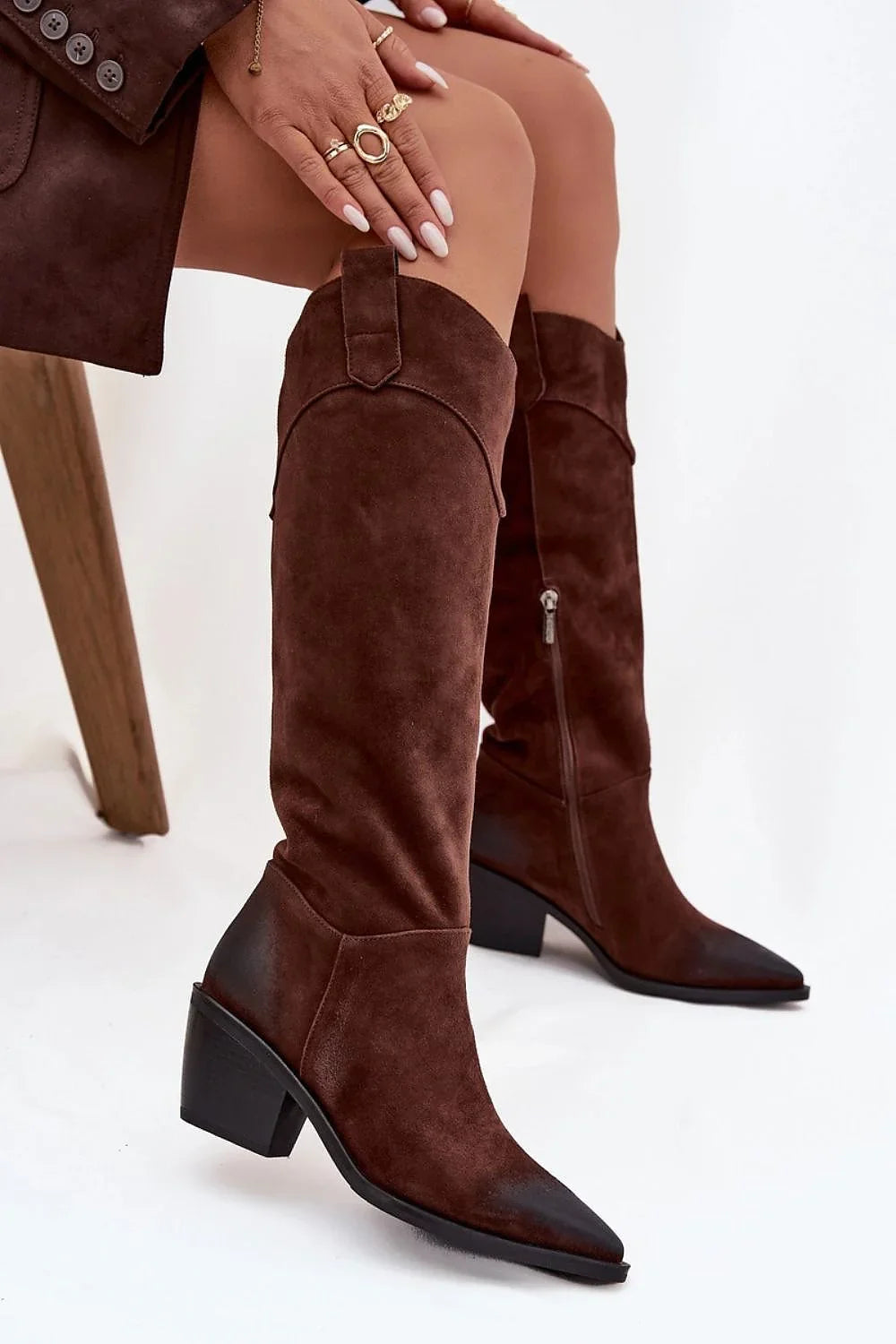Women Heel Boots - Mid Block Shoes