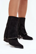 Women Heel Boots - Mid Block Shoes