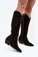 Women Heel Boots - Mid Cuban Shoes
