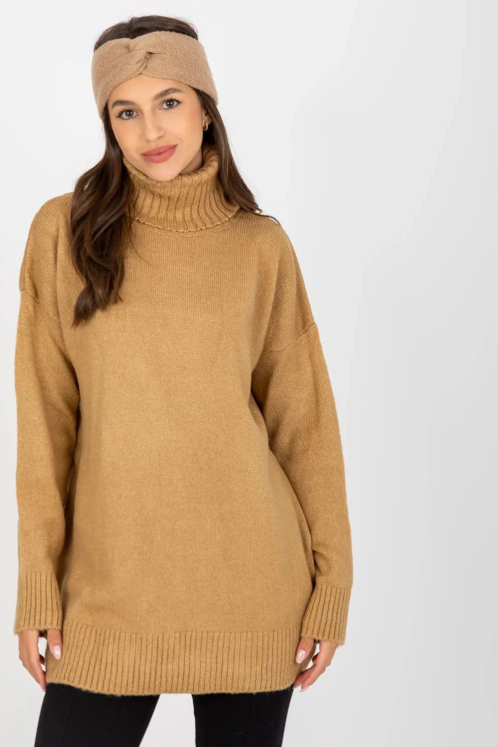 Women Longline Relaxed Turtleneck Sweater