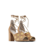 Women Made in Italy Lace-Up Peep Toe Heel Shoes