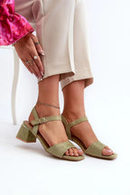 Women Mid Block Heel Strap Sandals