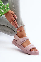 Women Mid Platform Velcro Comfort Sandals